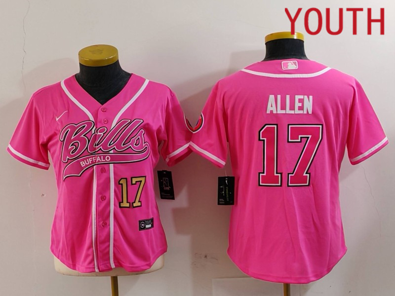 Youth Buffalo Bills #17 Allen Pink Joint Name 2024 Nike Limited NFL Jersey style 9121